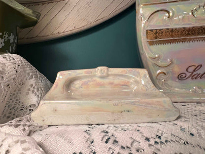 Vintage MEPOCO Opal Lusterware Salt Cellar with Lid – Made in Germany, Mid-Century Collectible