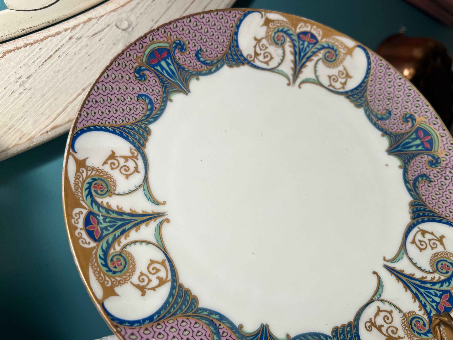 Antique M&Z Austria Porcelain Plate | Art Deco Gold Scrollwork | Austrian China