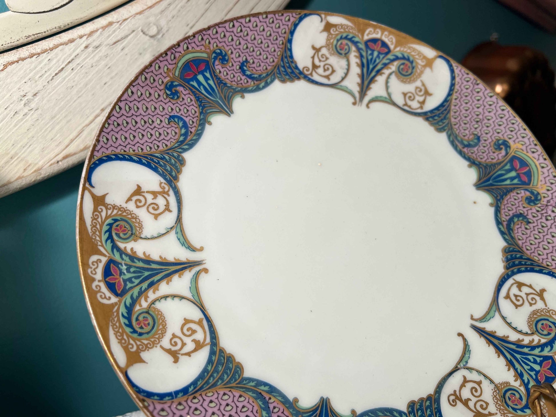 Antique M&Z Austria Porcelain Plate | Art Deco Gold Scrollwork | Austrian China