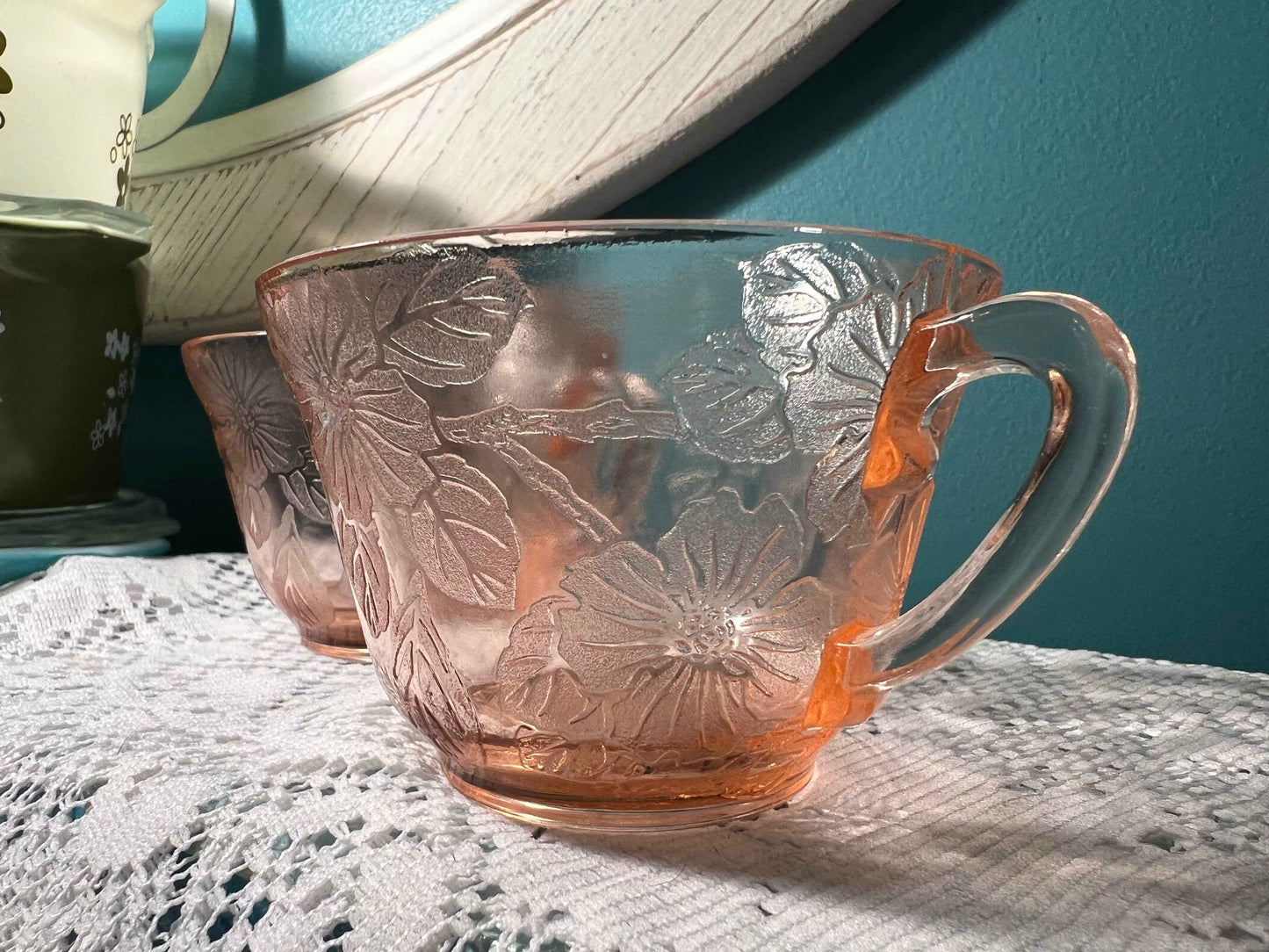 Vintage MacBeth-Evans Dogwood Pink Depression Glass Cup | 6 oz | 1930s