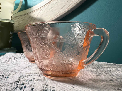 Vintage MacBeth-Evans Dogwood Pink Depression Glass Cup | 6 oz | 1930s