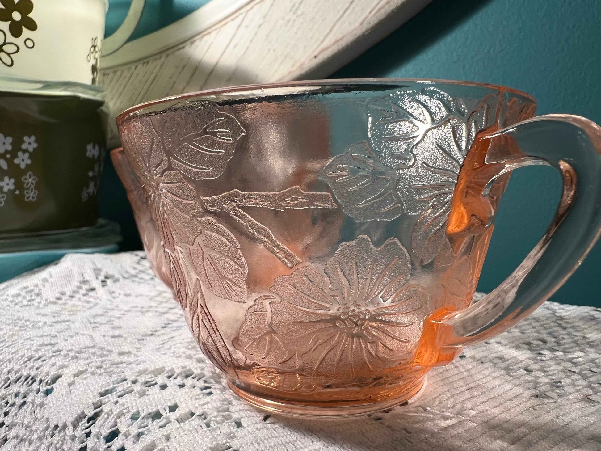 Vintage MacBeth-Evans Dogwood Pink Depression Glass Cup | 6 oz | 1930s