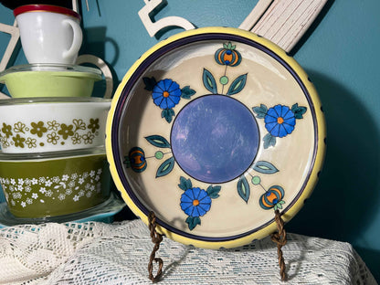 Meito China Lusterware Floral Bowl | Blue Daisy & Orange Tulip Design Vintage Dinnerware