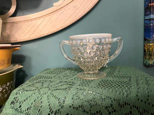 Vintage moonstone hobnail sugar bowl