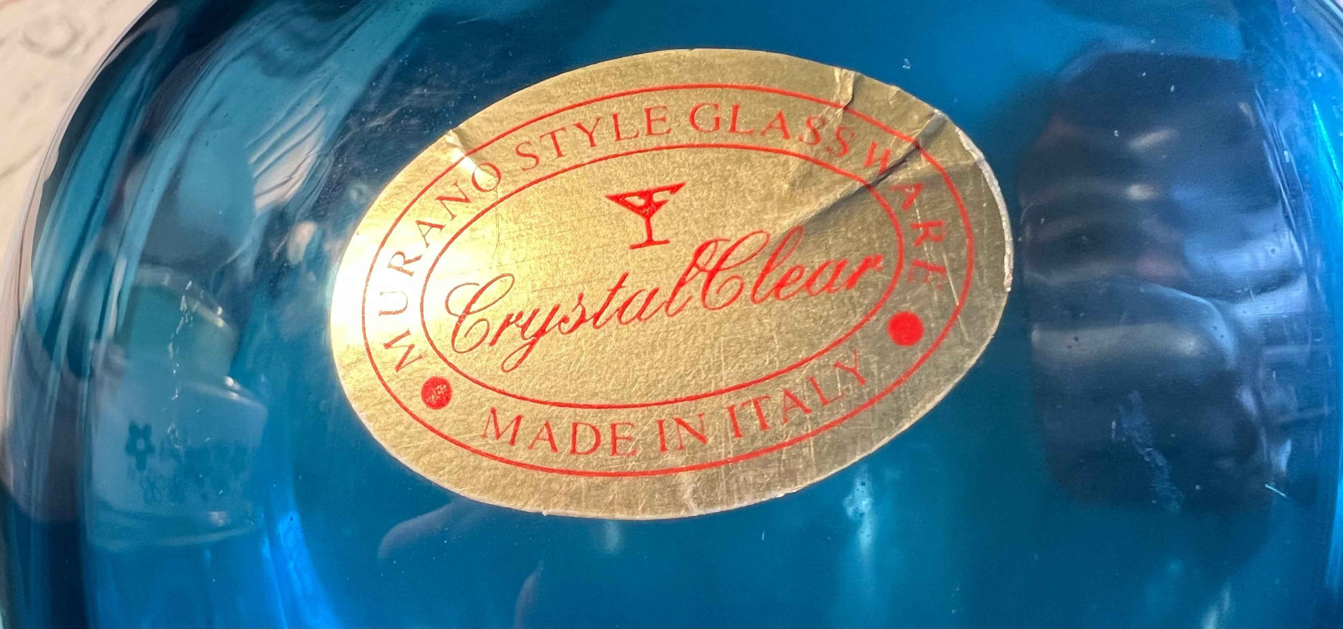 Vintage Murano-Style Italian Art Glass Vase | Indigo Blue Ombré Ribbed Ruffle Vase | Hand-Blown Art Glass Decor