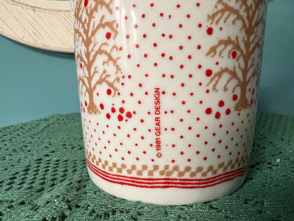 1981 New Country Gear Hurricane Candle Holder | Tree & Falling Leaves Glass Dome