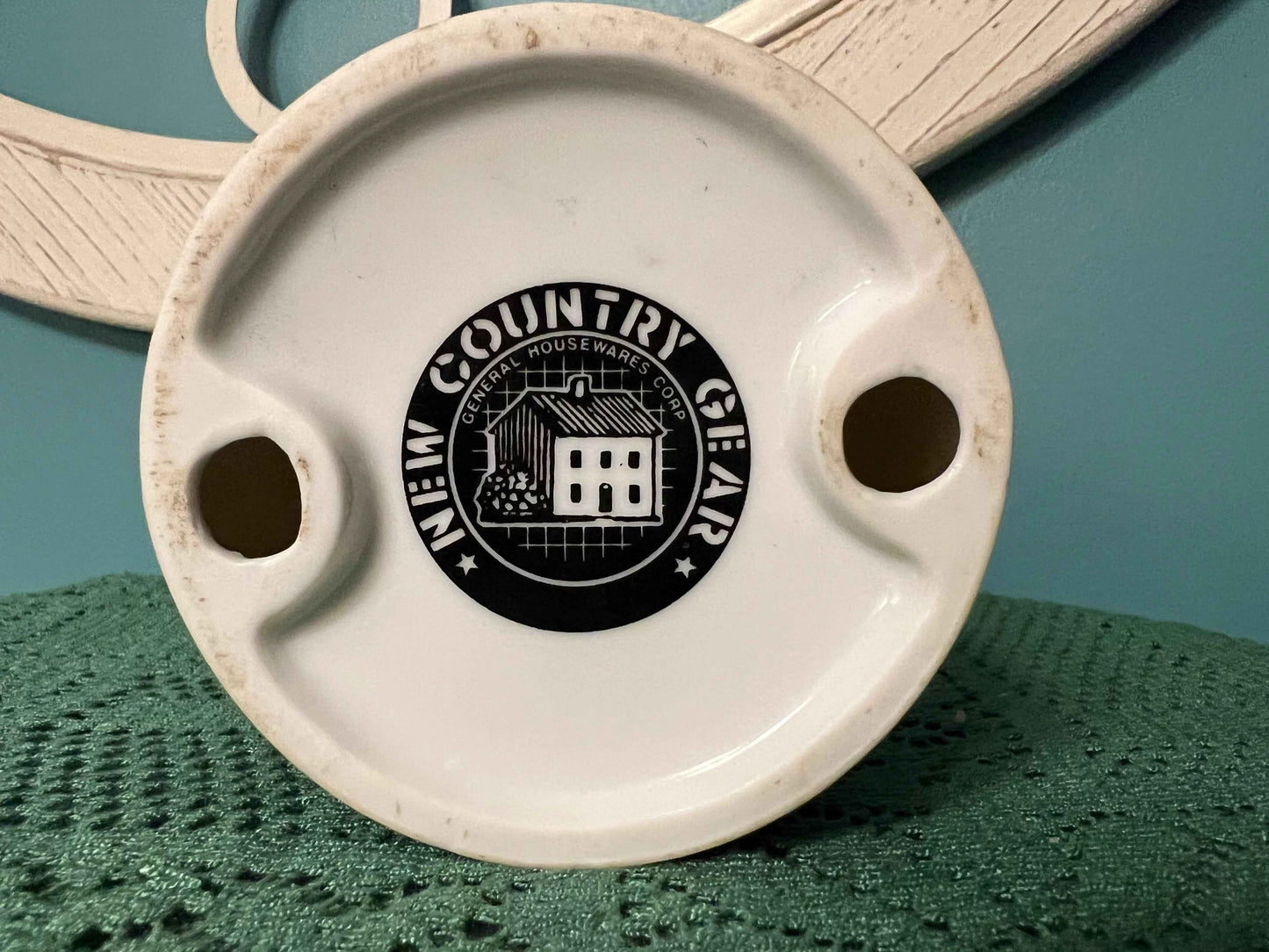 1981 New Country Gear Hurricane Candle Holder | Tree & Falling Leaves Glass Dome