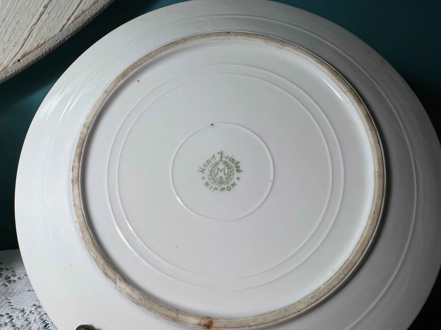 Vintage Nippon Hand Painted Platter Yellow W/ White Flowers