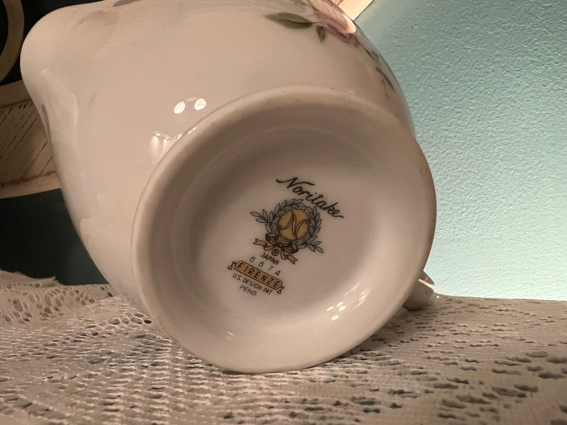 Rare Noritake Firenze 6674 pink, blue, yellow, and green vine creamer