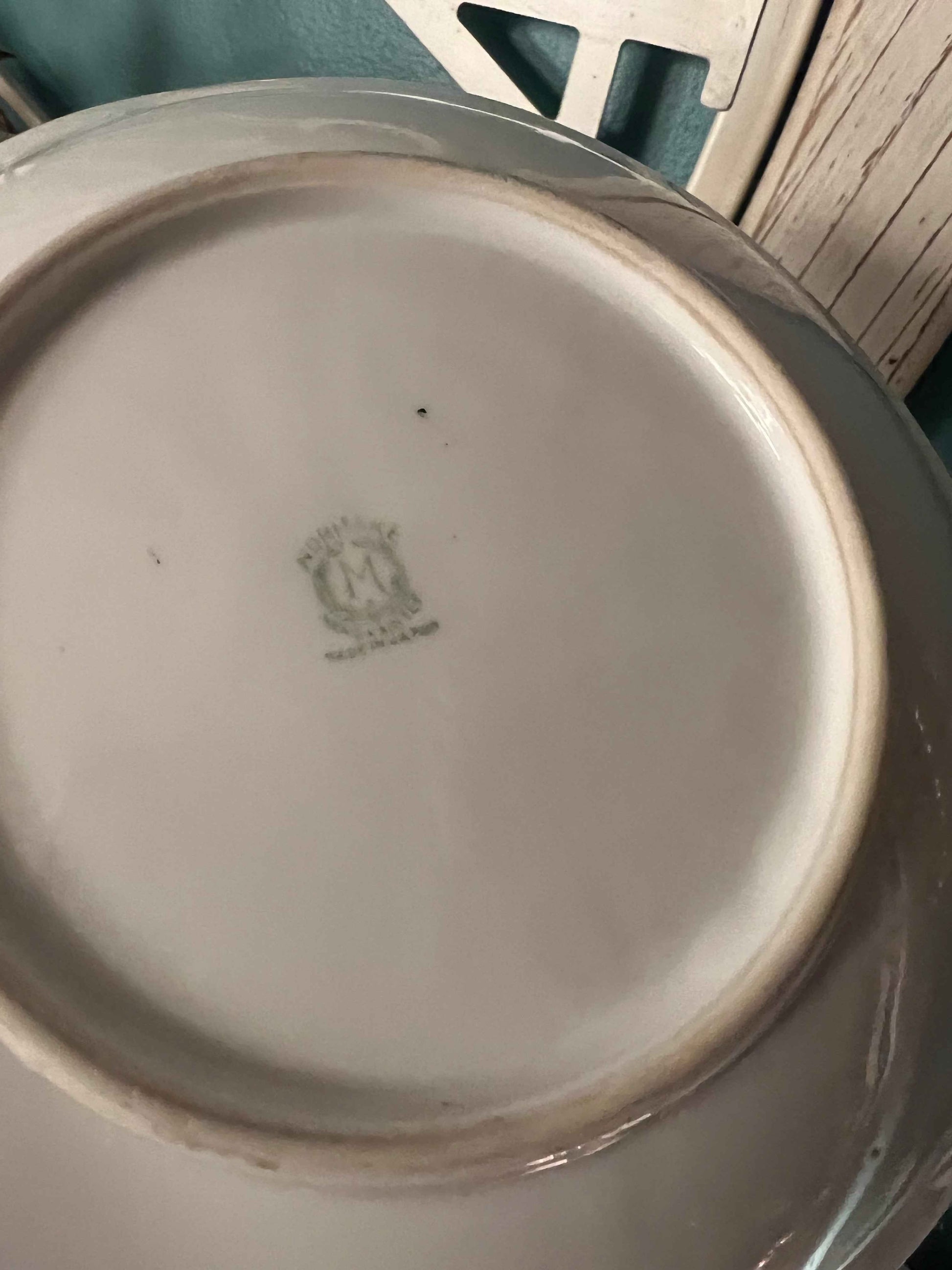 Noritake Morimura Hand-Painted Lusterware Tidbit Dish | Floral Center | Blue Luster Rim