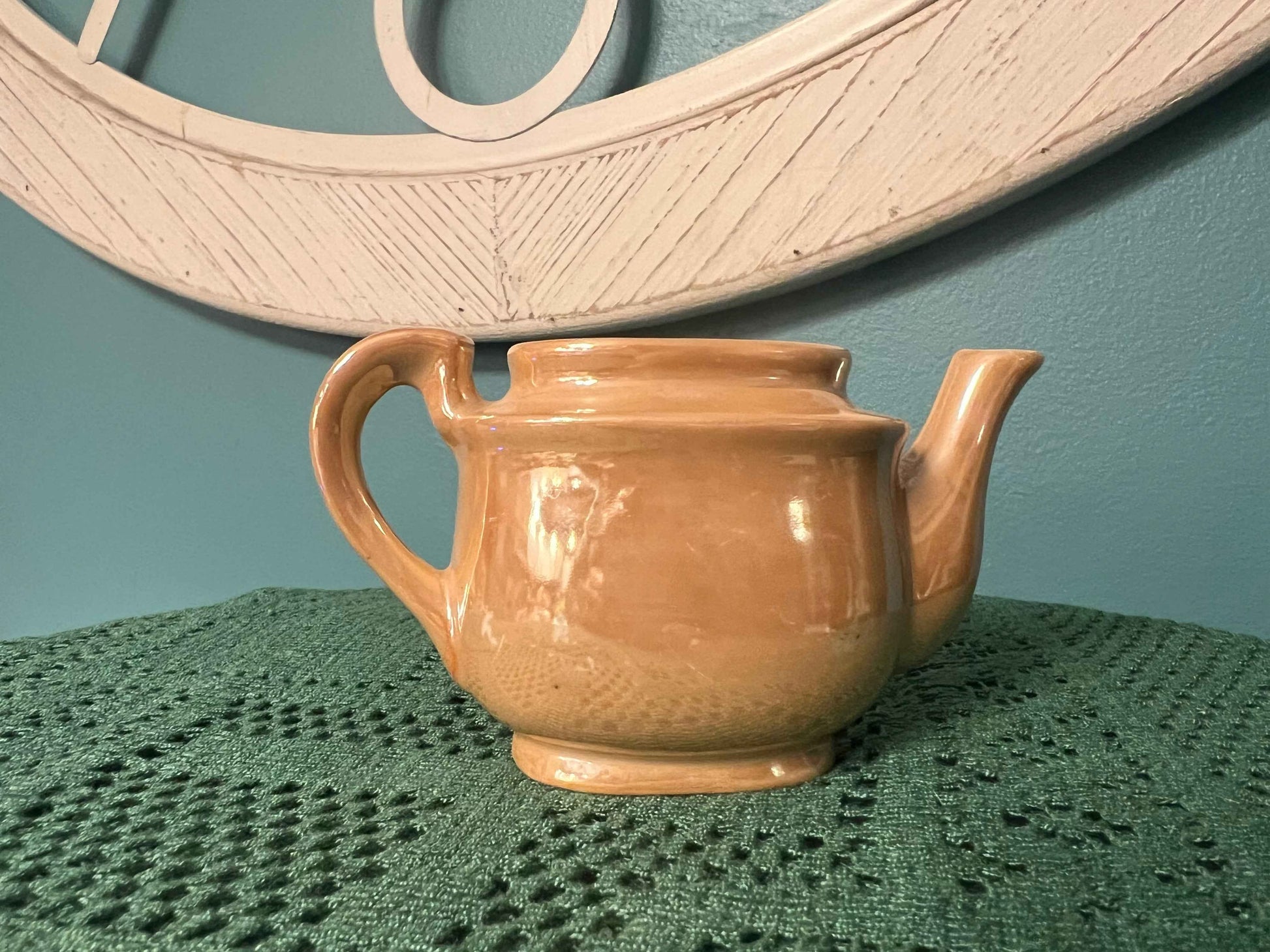 Vintage Occupied Japan Lusterware Child’s Teapot | Daisy Floral Mustard Yellow