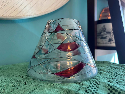 Vintage PartyLite Mosaic Calypso Stained Glass Jar Candle Shade Topper | Vintage Glassware