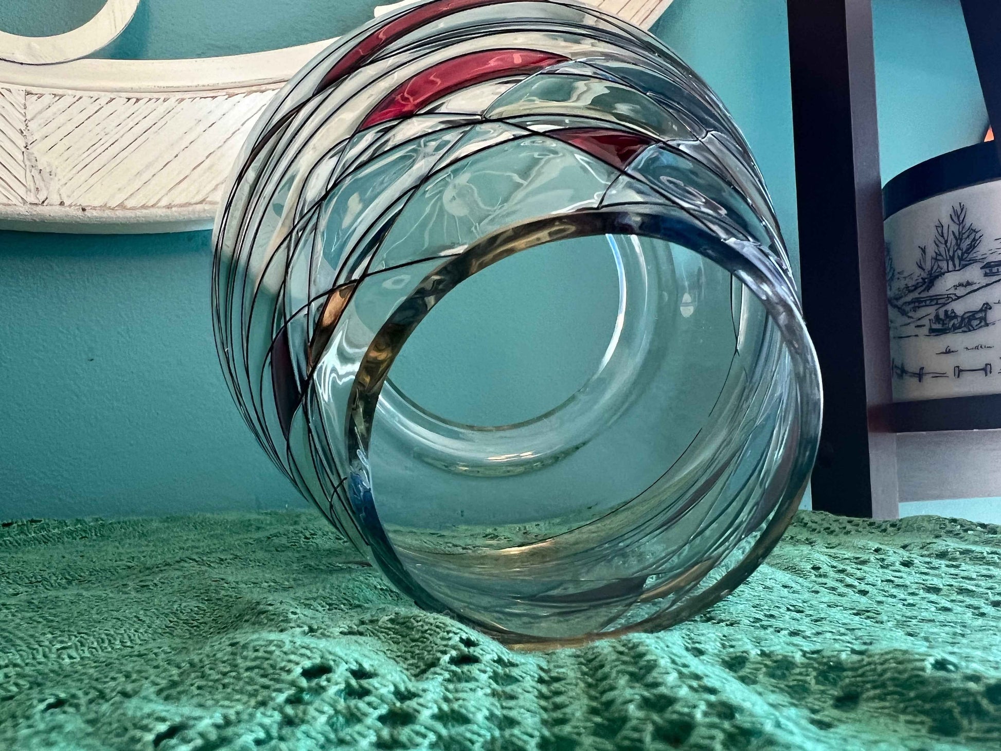 Vintage PartyLite Mosaic Calypso Stained Glass Jar Candle Shade Topper | Vintage Glassware