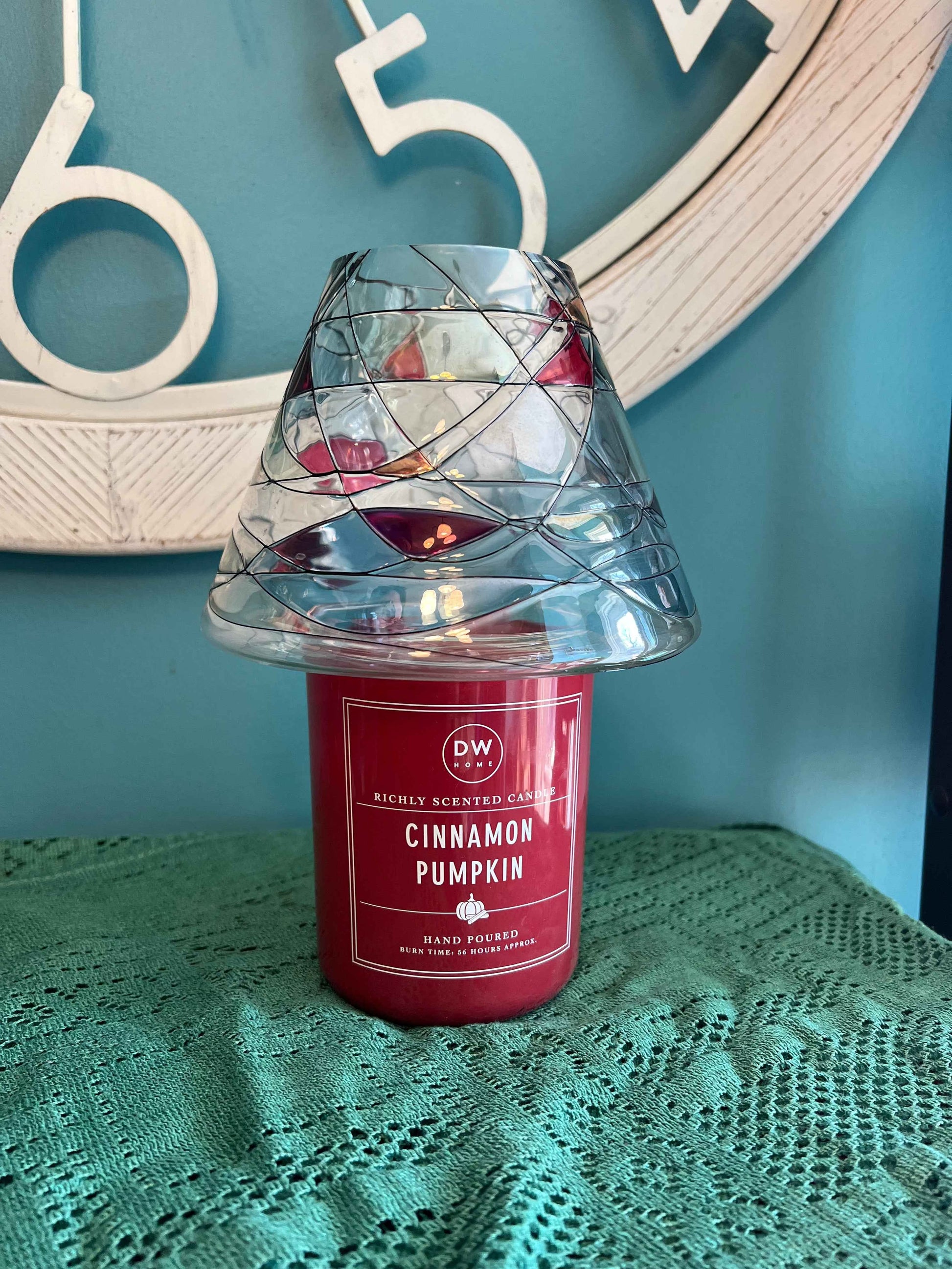 Vintage PartyLite Mosaic Calypso Stained Glass Jar Candle Shade Topper | Vintage Glassware