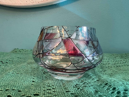 Vintage PartyLite Calypso Mosaic Glass Bowl Candle Holder | Vintage Glassware
