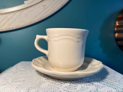 Vintage Pfaltzgraff Tea Rose Cup & Saucer - Set of 4 | Pink Floral on Ivory | Collectible Tableware