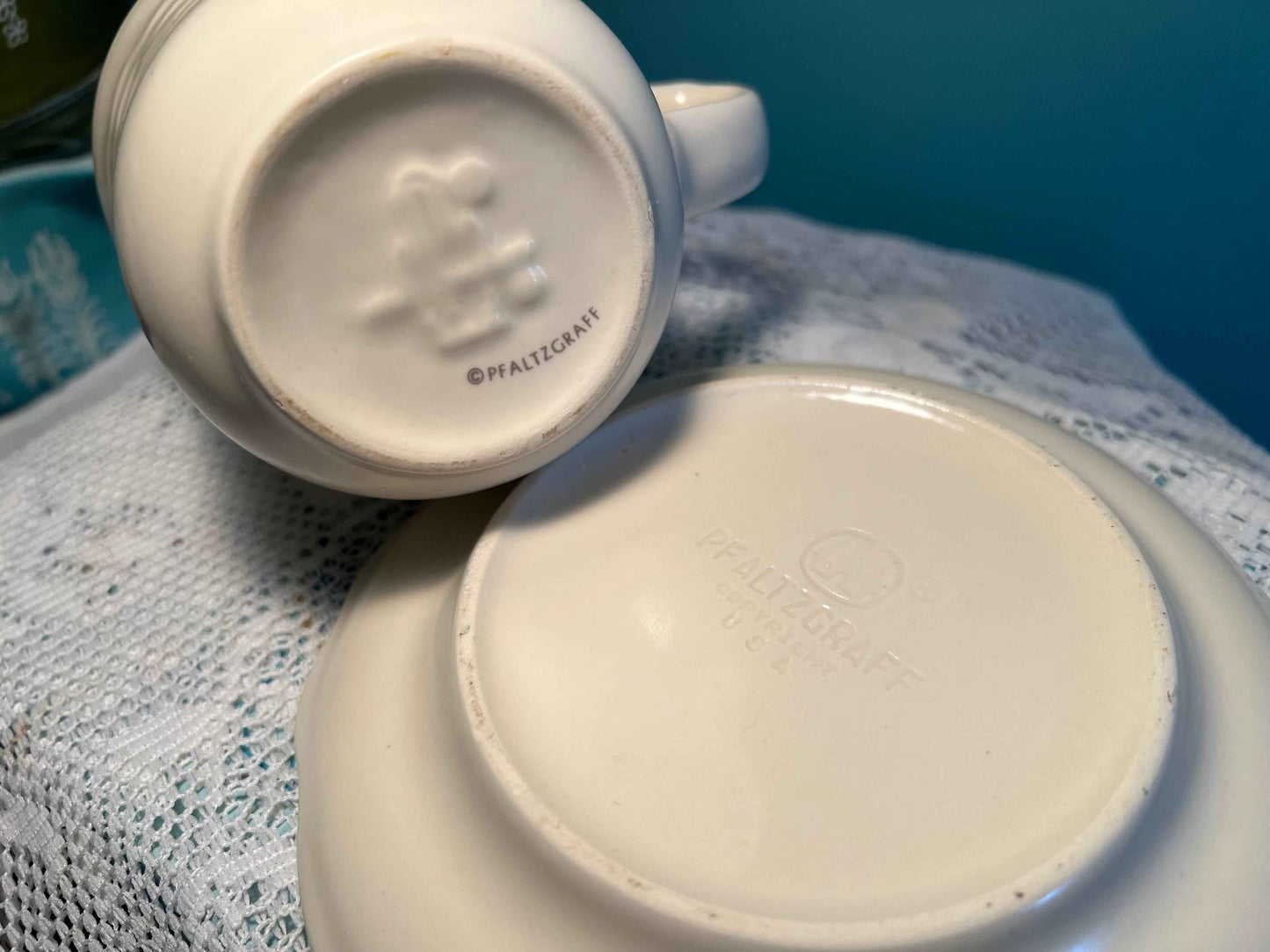 Vintage Pfaltzgraff Tea Rose Cup & Saucer - Set of 4 | Pink Floral on Ivory | Collectible Tableware