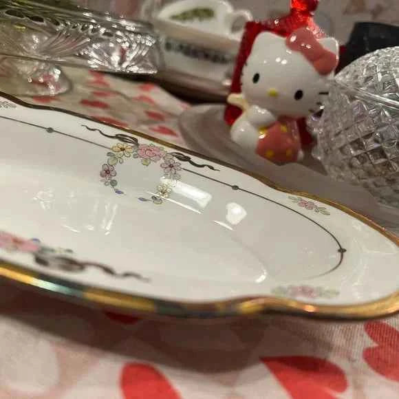 Antique W.A. Pickard Rose and Acorn Serving Dish – Gilded Edge, 9” – Cottage Chic