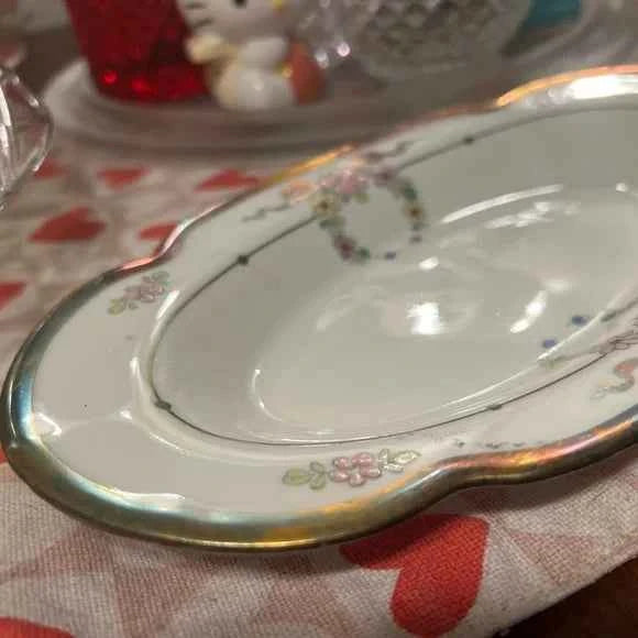 Antique W.A. Pickard Rose and Acorn Serving Dish – Gilded Edge, 9” – Cottage Chic