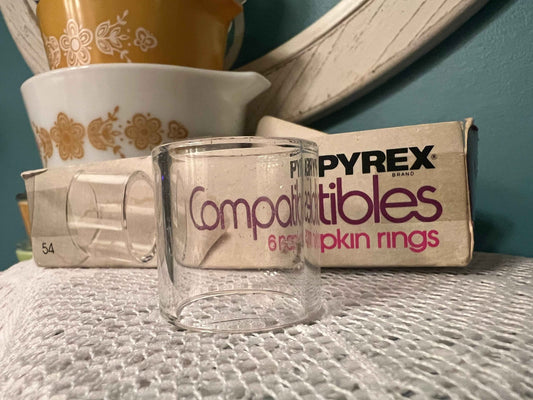 Vintage Pyrex Compatible Clear Glass Napkin Rings | Set of 6 | Corning Glass Works 1970s Tableware