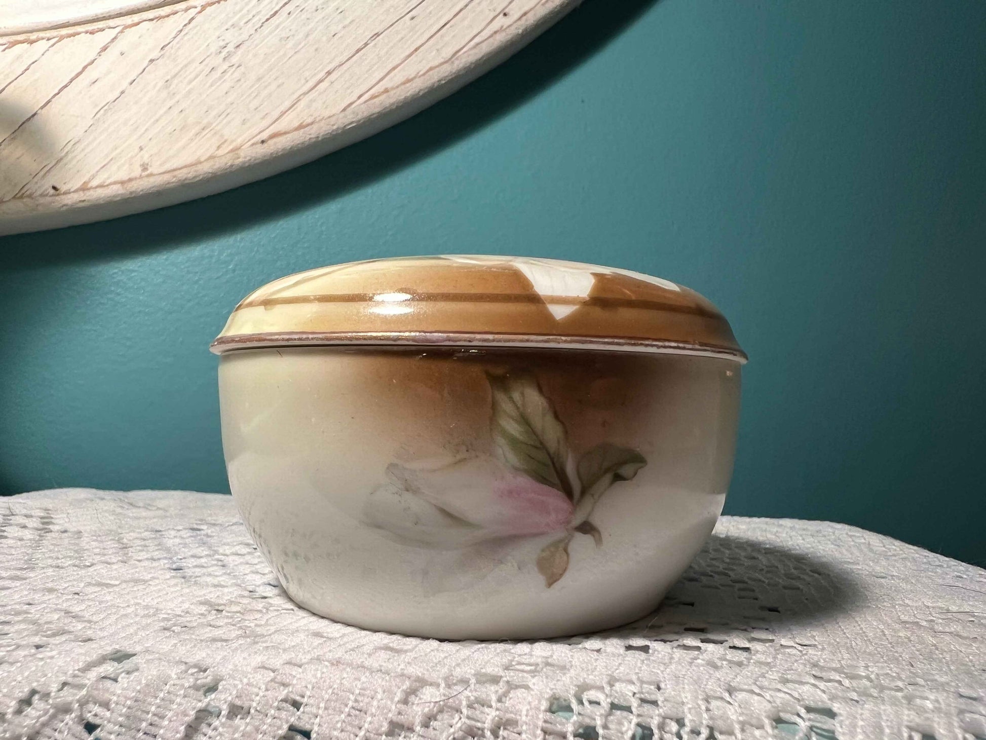 RS Germany Dresser Jar | Reinhold Schlegelmilch Hand-Painted Floral Porcelain