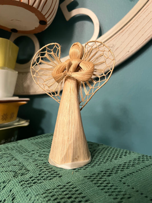 Vintage raffia straw angel