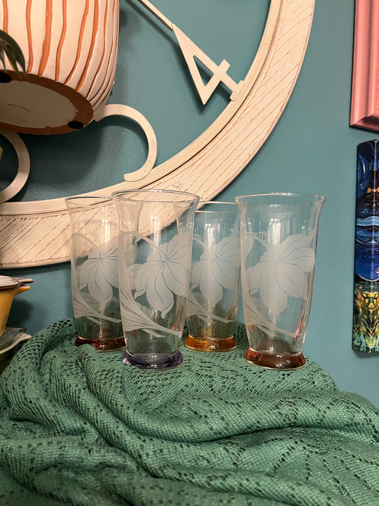 Vintage K. Reid Hawaii glass tumblers