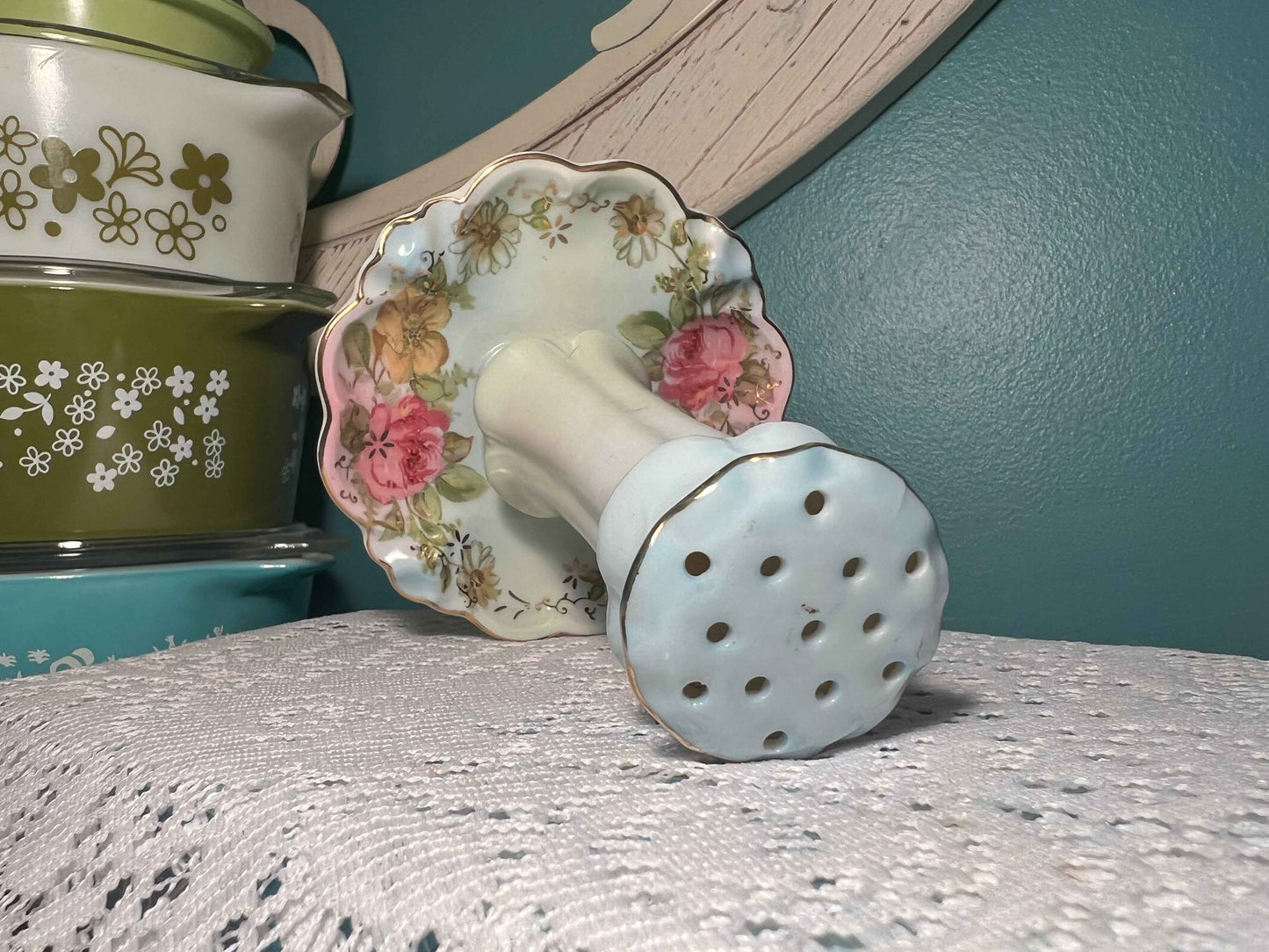 Vintage Hat Pin Holder | 5" Glass Collectible | Retro Vanity Decor