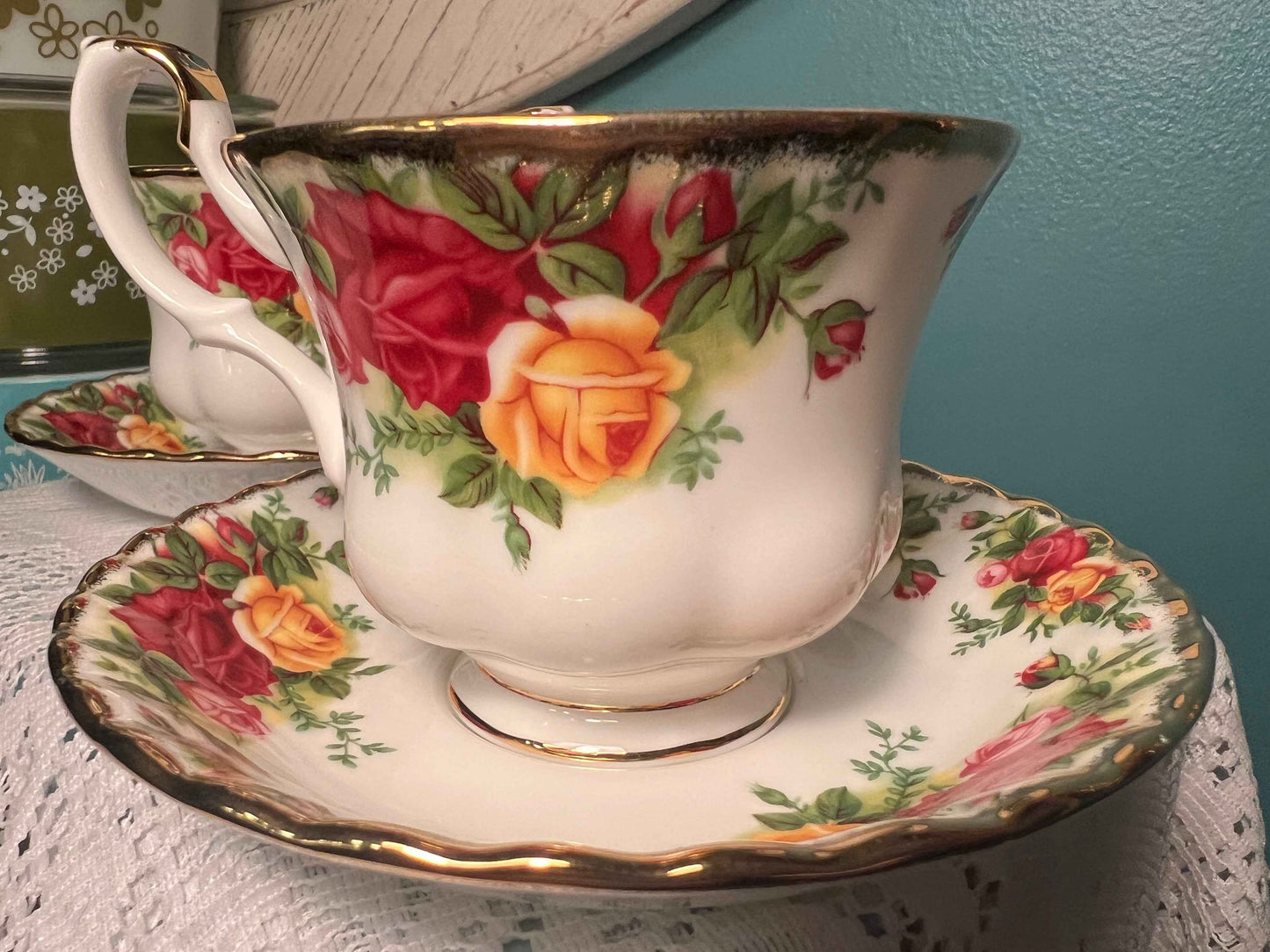 Royal Albert Old Country Roses Tea Cup & Saucer Set of 2 | Vintage Fine China