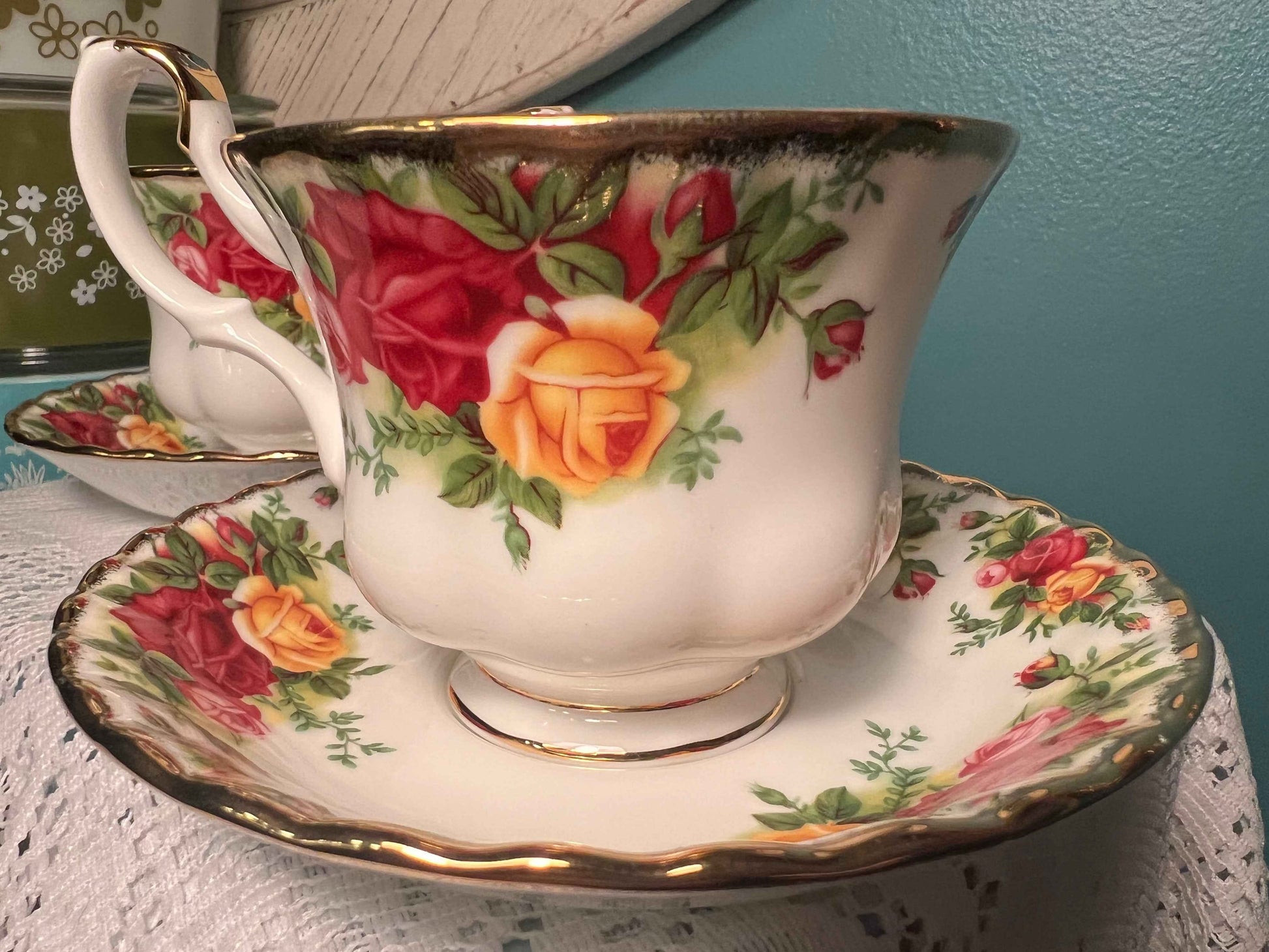 Royal Albert Old Country Roses Tea Cup & Saucer Set of 2 | Vintage Fine China
