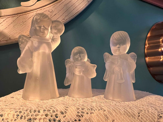 Royal Gallery Crystal Caroling Angel Candle Holders | Set of 3 | Vintage 1997