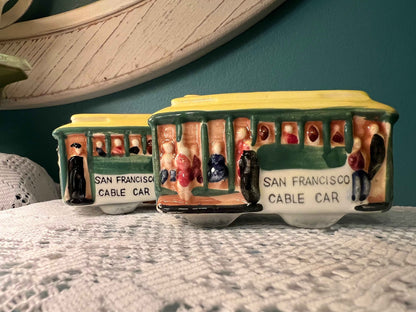 Vintage San Francisco Cable Car Salt & Pepper Shakers | EFCCO Japan | Collectible Tableware