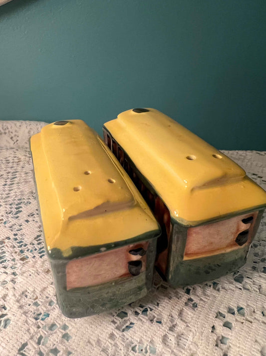Vintage San Francisco Cable Car Salt & Pepper Shakers | EFCCO Japan | Collectible Tableware