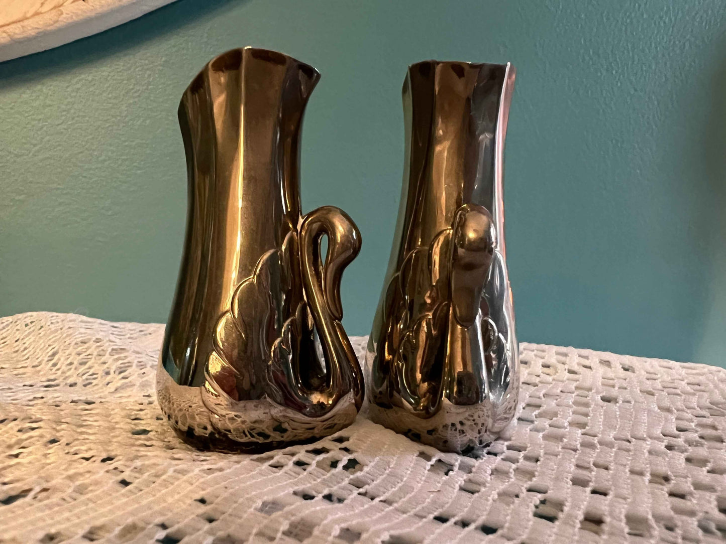 Vintage Silver Plated Swan Salt & Pepper Shakers | 2.5" Set of 2 | Collectible Tableware