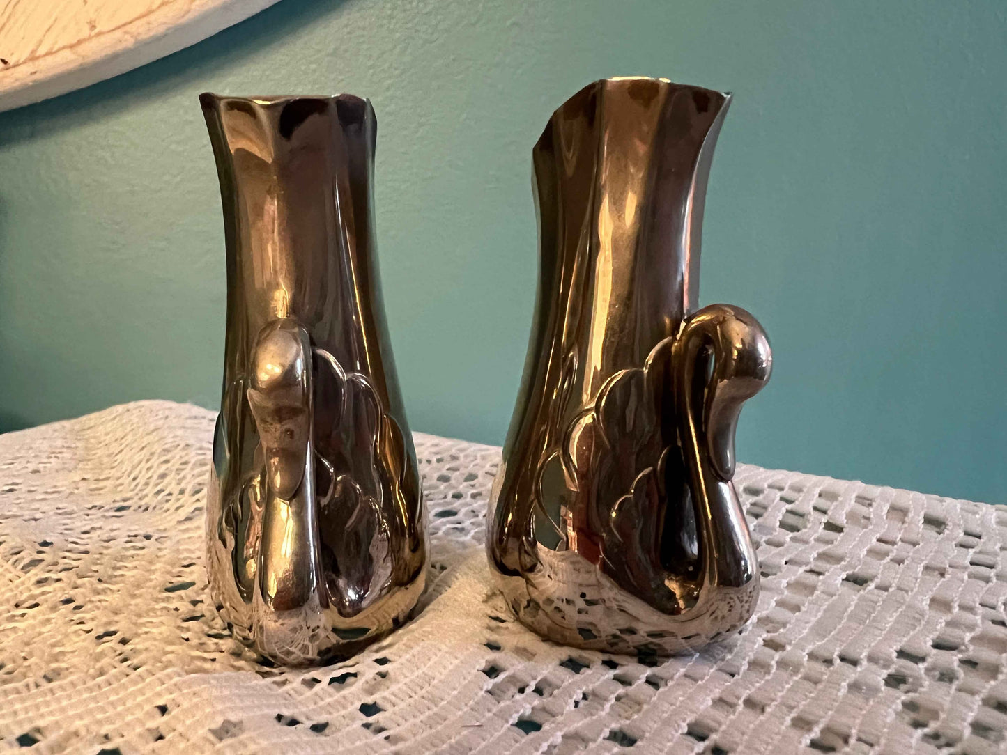 Vintage Silver Plated Swan Salt & Pepper Shakers | 2.5" Set of 2 | Collectible Tableware