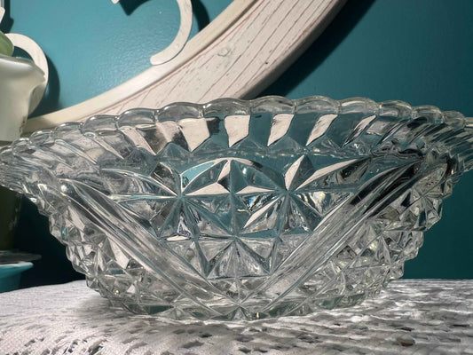 Vintage Anchor Hocking Stars and Bars Bowl | 8" Round Pressed Glass | Collectible