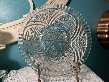 Vintage Anchor Hocking Stars and Bars Bowl | 8" Round Pressed Glass | Collectible