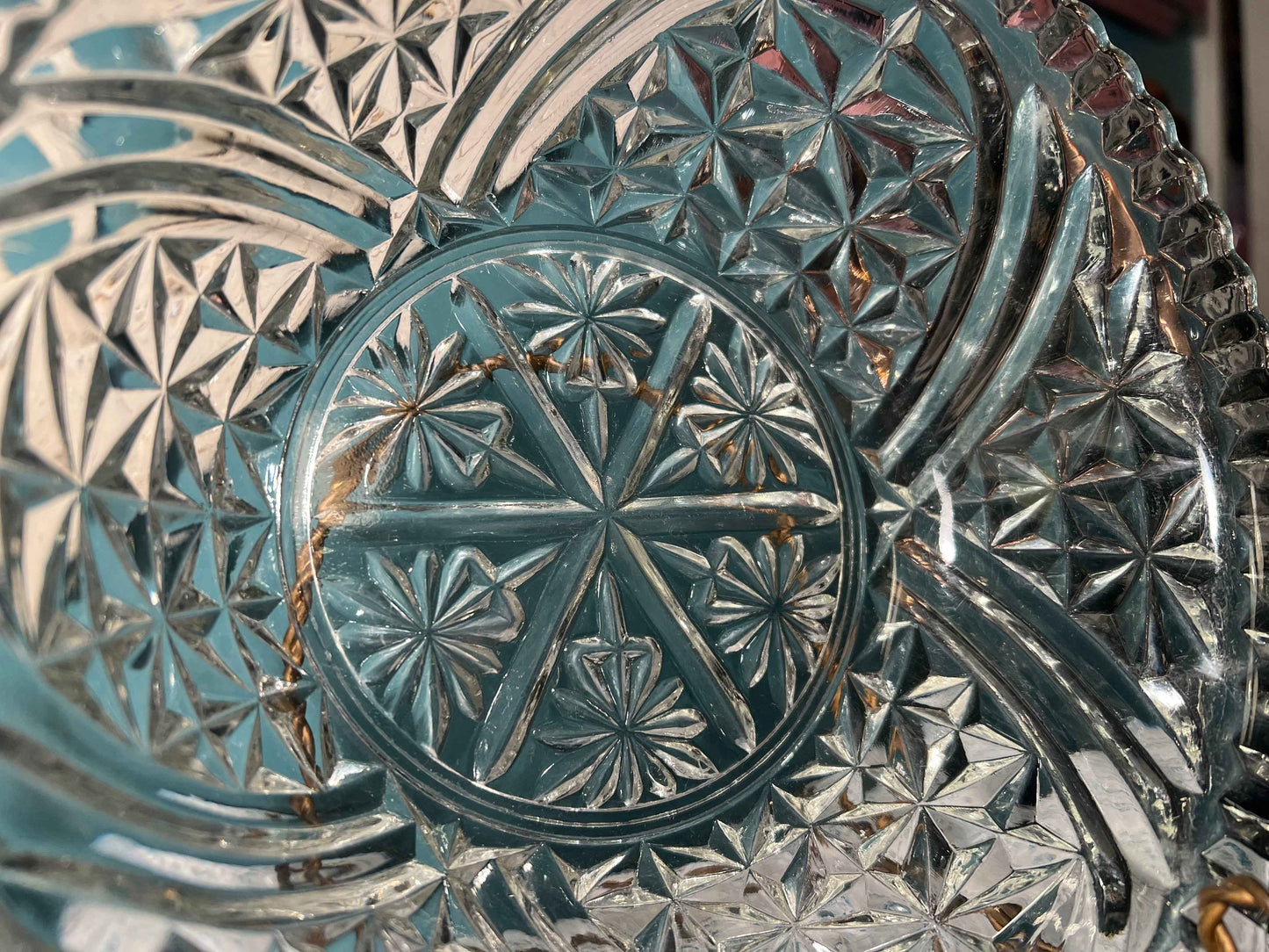 Vintage Anchor Hocking Stars and Bars Bowl | 8" Round Pressed Glass | Collectible