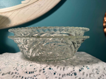 Vintage Anchor Hocking Stars and Bars Bowl | 8" Round Pressed Glass | Collectible