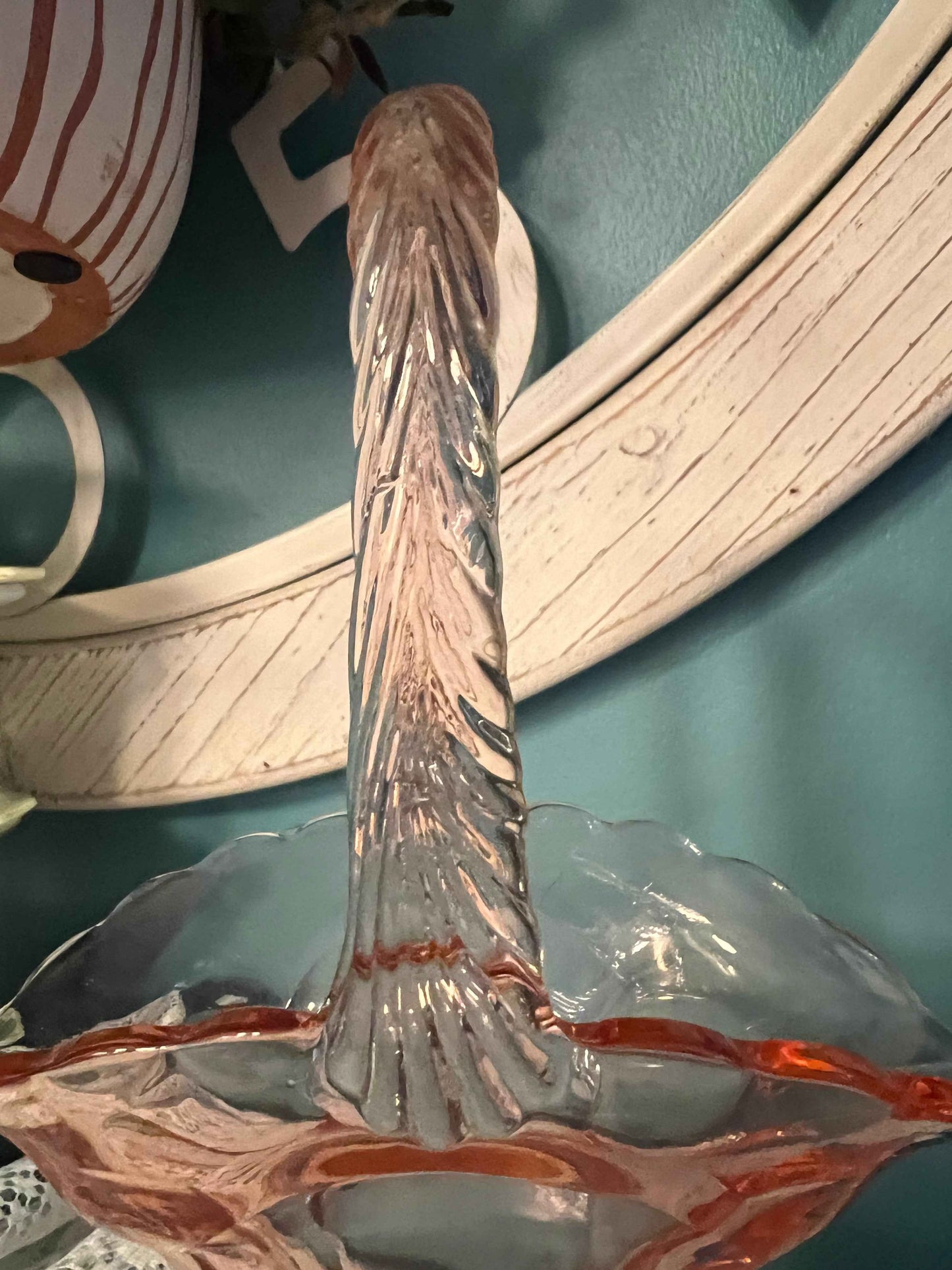 Tiffin Glass Basket | Collectible Pink Depression Glass | Antique Glassware