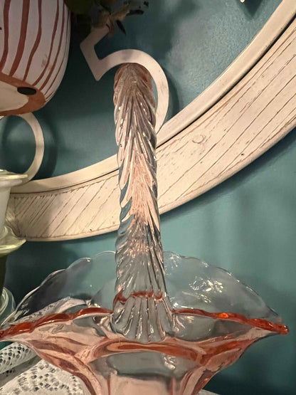 Tiffin Glass Basket | Collectible Pink Depression Glass | Antique Glassware