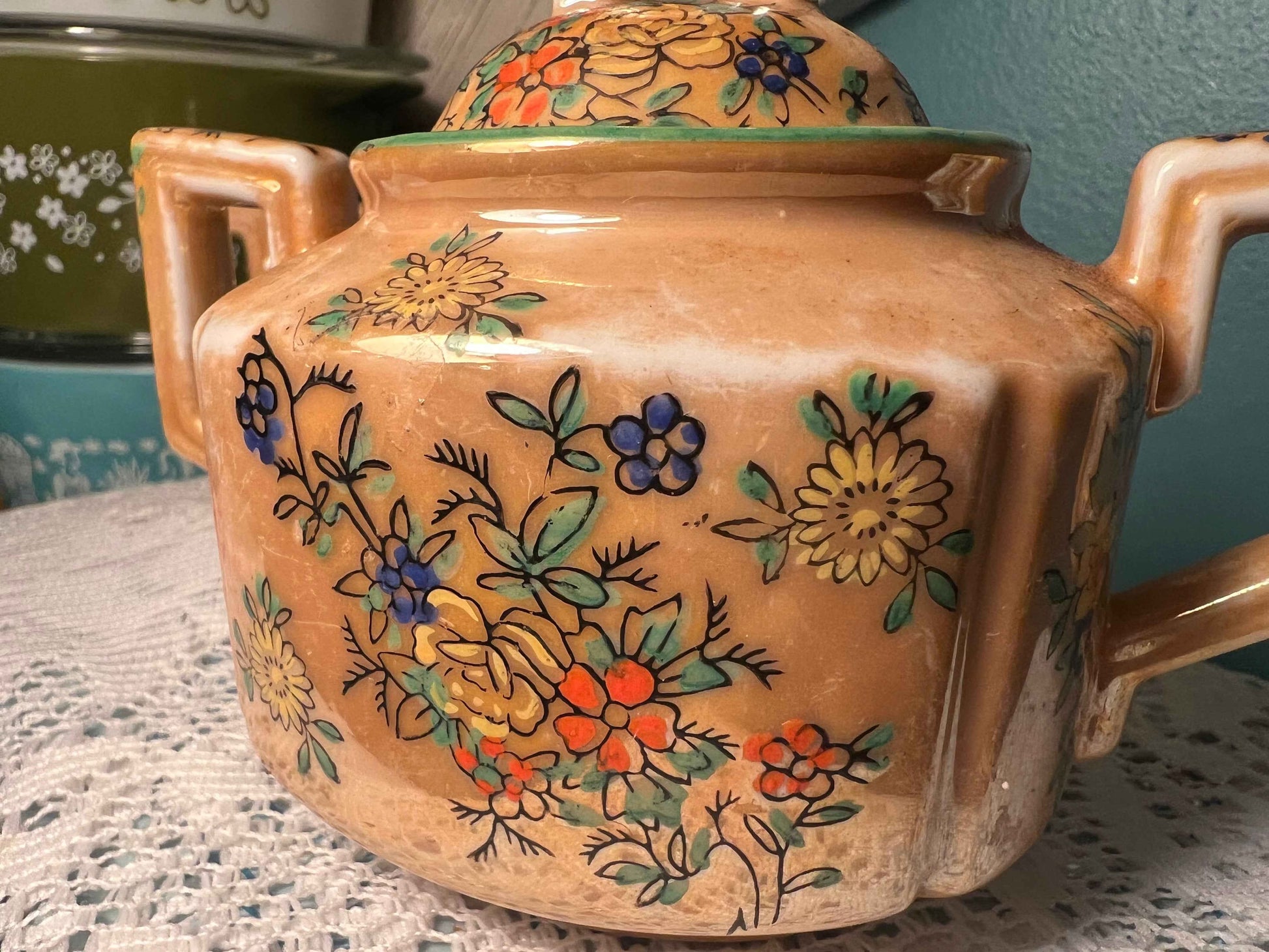 Vintage Trico Lusterware Creamer & Sugar Bowl Set | Japanese Hand-Painted Tableware