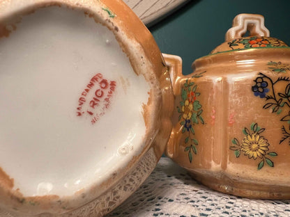 Vintage Trico Lusterware Creamer & Sugar Bowl Set | Japanese Hand-Painted Tableware