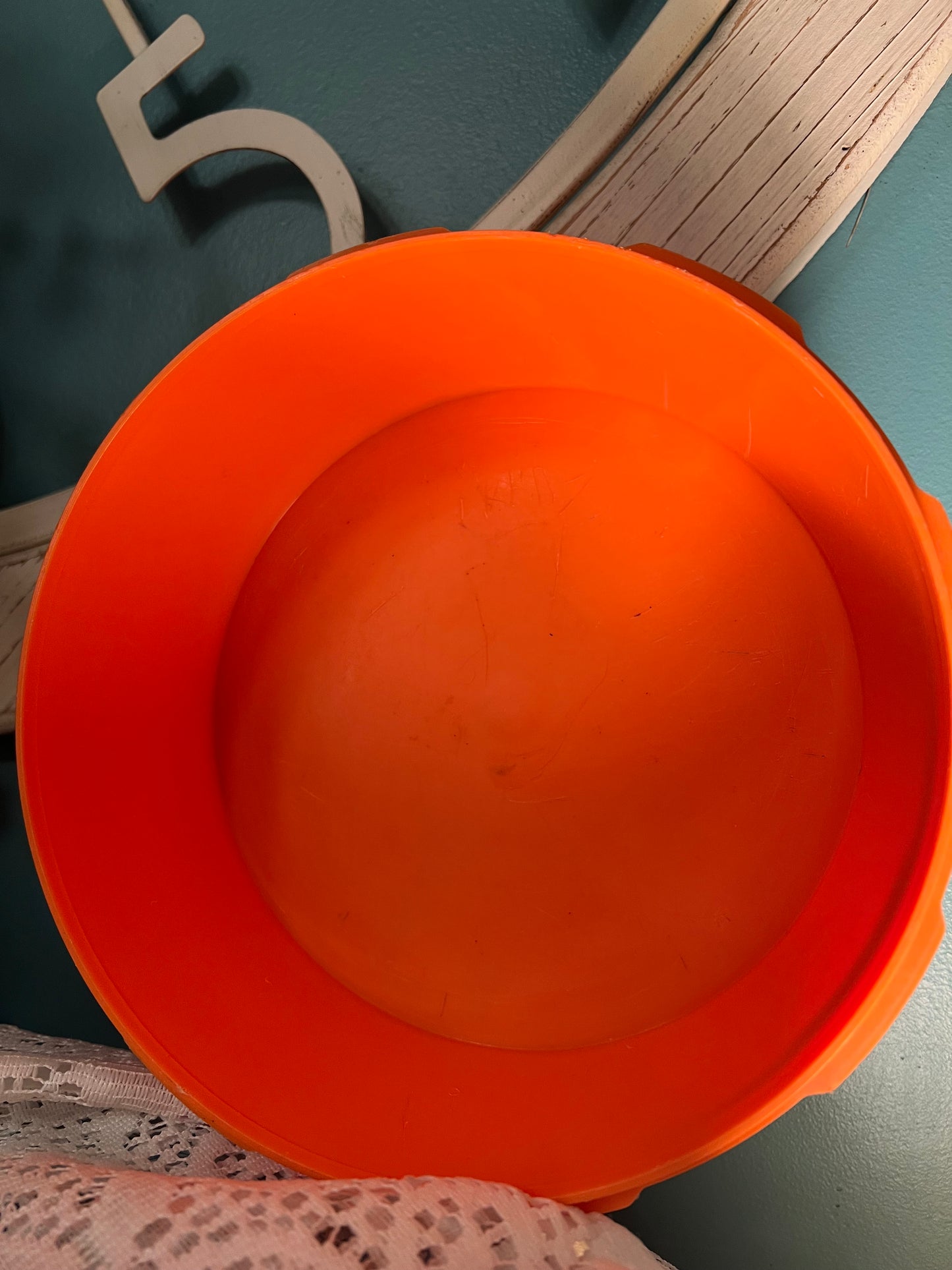 Mid-century Tupperware 8-cup orange storage canister vintage collectible