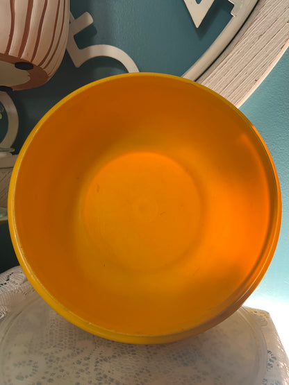 Retro 1970s Tupperware large yellow plastic bowl for kitchen and collectible décor