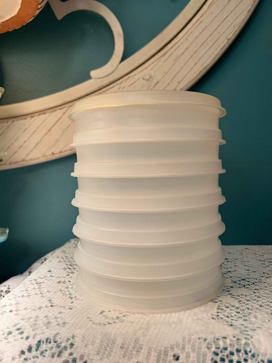 Vintage Tupperware Hamburger Patty Keepers #882 | 6 Containers + 1 Lid | Stackable Retro Kitchenware