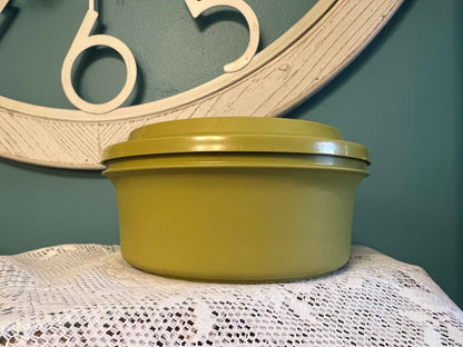 Vintage Tupperware Seal-N-Serve Bowl #1207-28 | Avocado Green 1970s Storage