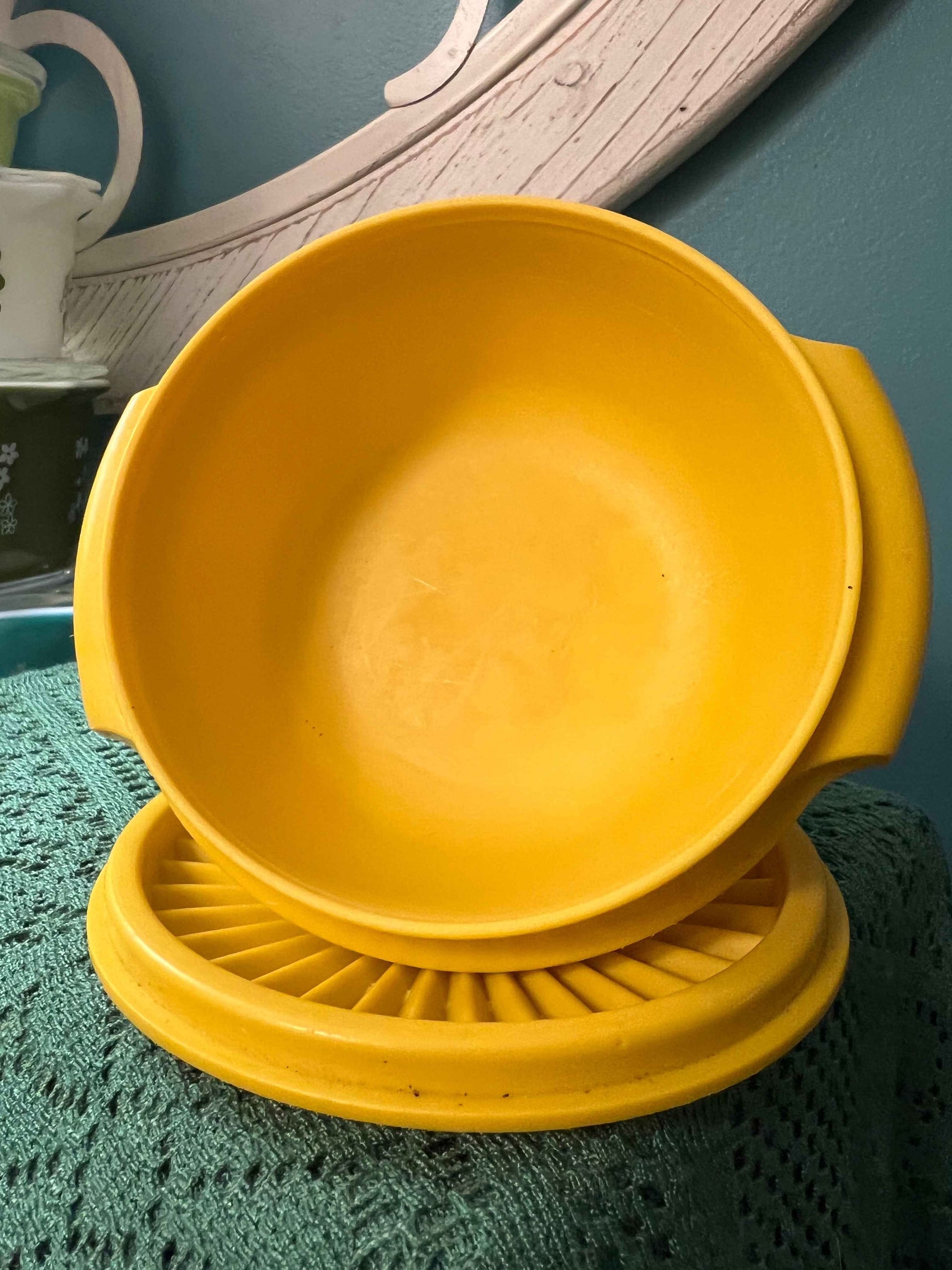 Vintage Yellow Tupperware Servalier Bowl #1323 | Instant Seal with Handles