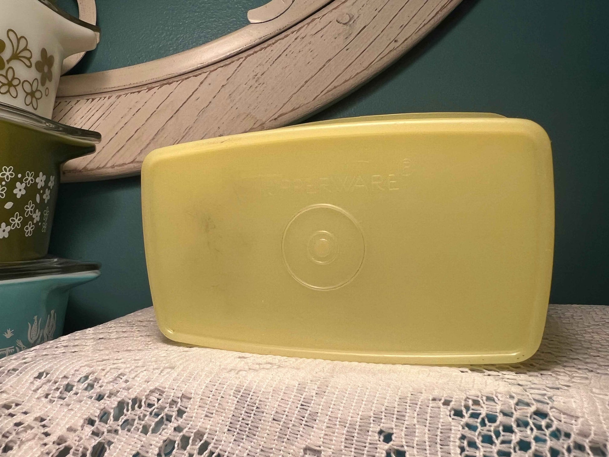 Vintage Tupperware Shelf Saver Yellow Storage Container #1243 | With Lid #1244 | Retro Kitchenware