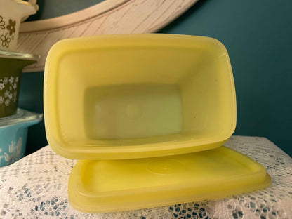 Vintage Tupperware Shelf Saver Yellow Storage Container #1243 | With Lid #1244 | Retro Kitchenware